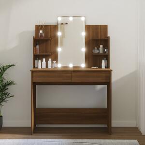 Dressing Table with LED Brown Oak 96x40x142 cm