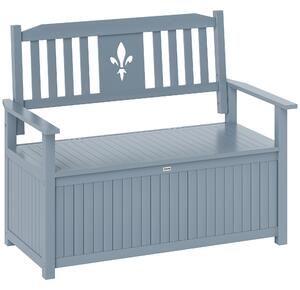 Outsunny Two-Seater Wooden Storage Bench - Grey
