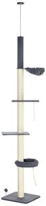 PawHut 5-Tier Cat Tree, Adjustable Height Floor to Ceiling Tower, Multi-Level Climber with Scratching Posts, Black Aosom UK
