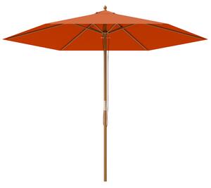 Outsunny 2.5m Wood Garden Parasol Sun Shade Patio Outdoor Wooden Umbrella Canopy Orange
