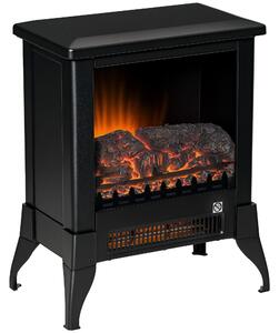 HOMCOM Electric Fireplace Stove, Free standing Fireplace Heater with Realistic Flame Effect, Adjustable Temperature and Overheat Protection, Black