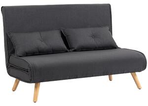 HOMCOM Two-Seater Linen-Look Sofa Bed - Charcoal Grey