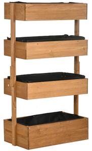 Outsunny 80cm x 45cm x 142cm 4-Tier Raised Garden Bed, Fir Wood Vertical Planter Box, Freestanding Elevated Plant Stand Outdoor Aosom UK