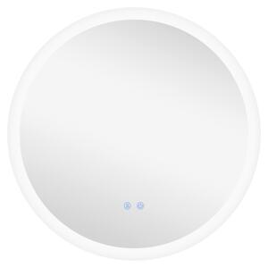 Kleankin Illuminated Bathroom Mirror: Round LED, 3 Colour Temps, Anti-Fog, Aluminium Frame Aosom UK