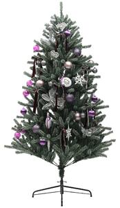 HOMCOM 6ft Artificial Prelit Christmas Tree w/ Warm White LED Lights & 796 Tips, Metal Stand, Xmas Tree w/ Purple Ornaments, Home Office Aosom UK