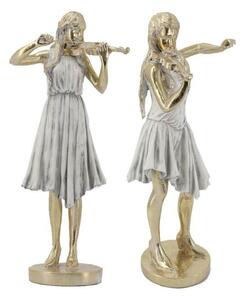 Decorative Figure DKD Home Decor Golden White Resin Music (26.5 x 20 x 60 cm) (2 pcs)