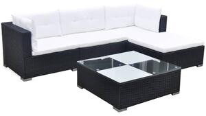 5 Piece Garden Lounge Set with Cushions Poly Rattan Black