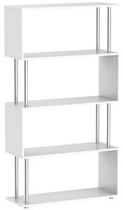 HOMCOM Wooden S Shape Bookcase Bookshelf Dividers Storage Display Unit White Aosom UK