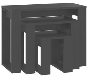 Nesting Tables 3 pcs Black Engineered Wood