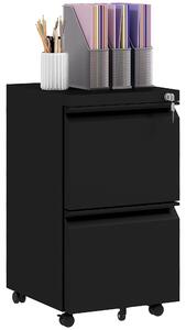 Vinsetto Mobile Steel Filing Cabinet 2-Drawer on Wheels, Lockable with Adjustable Hanging Bar for Various Sizes, Black
