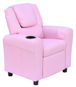 HOMCOM Children Recliner Armchair W/ Cup Holder-Pink