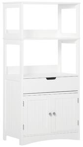 Kleankin Bathroom Floor Cabinet, Free Standing Kitchen Cupboard with Shelves, Drawer and Doors, Storage Organizer for Living Room, White