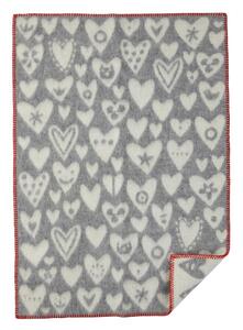 Klippan Yllefabrik Baby Heart wool blanket grey