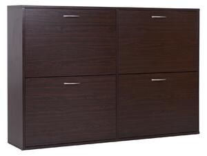 HOMCOM Shoe Storage Cabinet, Wooden Multi Flip Down Shelf Drawer Organizer, Dark Brown