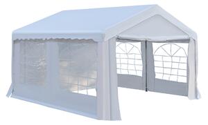 Outsunny Portable Party Tent 4m x 4m Carport Shelter with Removable Sidewalls, Double Doors, Heavy Duty, White