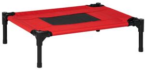 PawHut Elevated Pet Bed Portable Camping Raised Dog Bed w/ Metal Frame Black and Red (Small)
