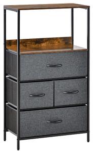 HOMCOM Bedroom Storage Unit with 4 Fabric Drawers, Black Chest for Living Room, Entryway Cabinet