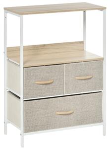 HOMCOM Storage Cabinet with 3 Fabric Bins, Chest of Drawers for Living Room, Bedroom, Entryway, White