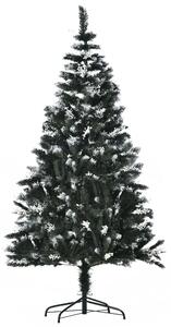 HOMCOM 6FT Artificial Snow Dipped Christmas Tree Xmas Pencil Tree Holiday Home Indoor Decoration with Foldable Feet White Berries Dark Green