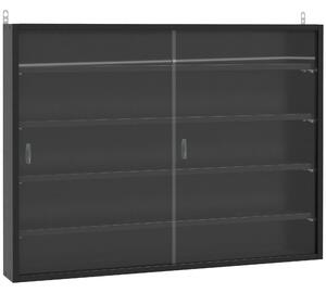 HOMCOM Particle Board 5-Tier Glass Door Display Cabinet Black