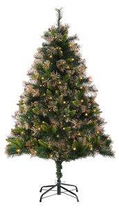 HOMCOM 1.5m Prelit Christmas Tree Artificial Tree, Metal Stand-Green