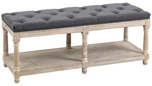 HOMCOM Vintage Shoe Rack Bench with Button Tufted Cushion, 2 Tier Wooden Hallway Seat, Grey