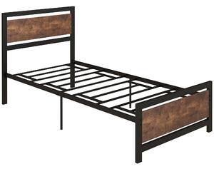 HOMCOM Single Metal Bed Frame with Headboard & Footboard, Strong Slat Support Solid Bedstead Base w/ Underbed Storage Space, No Box Spring Needed