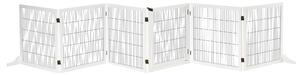 PawHut Pet Gate Wooden Dog Safety Barrier, Freestanding Foldable Fence, w/ 6 Panels, 2 Support Feet, House Doorway Stairs, Small & Medium Dogs, White
