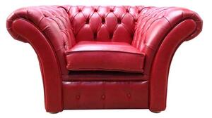 Chesterfield Club Armchair Old English Gamay Red Leather In Balmoral Style