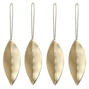 Ferm LIVING Leaf brass Christmas tree ornaments 4-pack