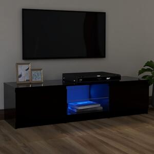 TV Cabinet with LED Lights Black 120x30x35.5 cm