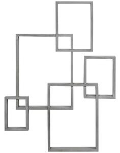 HOMCOM Interlocking Cube Floating Shelves, Wall Mounted, Display Shelf for Living Room, Bedroom, Hallways, Grey