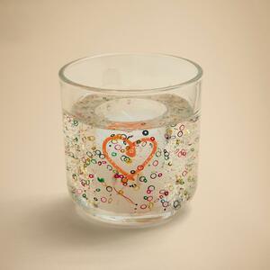 Neon Hearts Angel Flower Scented Candle with LED Holder Multicoloured