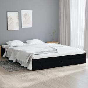 Bed Frame without Mattress Black Solid Wood 120x190 cm Small Double