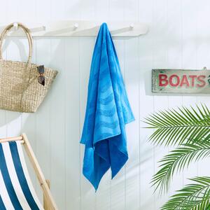 Wave Tufted Cotton Beach Towel Blue