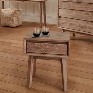 Pacific Kalmar 1 Drawer Slim Bedside Table, Natural Acacia