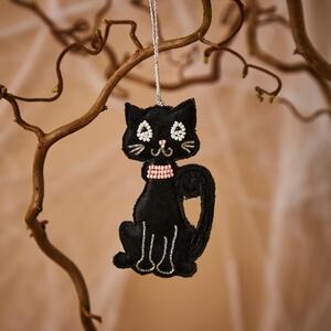 Beaded Cat Hanging Decoration Black