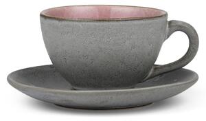 Bitz Bitz cup with saucer grey Pink