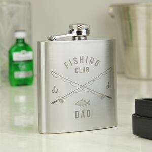 Personalised Fishing Hip Flask Silver