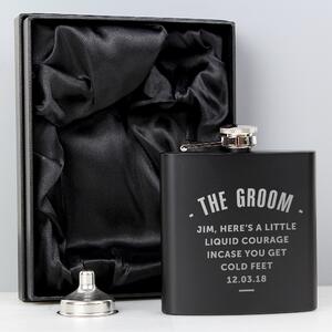 Personalised Any Message Black Hip Flask Black