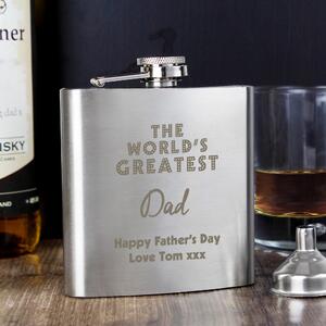 Personalised 'The World's Greatest' Hip Flask Silver