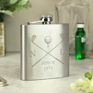 Personalised Golf Hip Flask Silver