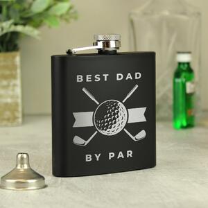 Personalised Golf Black Hip Flask Black