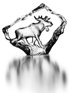 Målerås Glasbruk Wildlife Elk Bull glass sculpture Mini