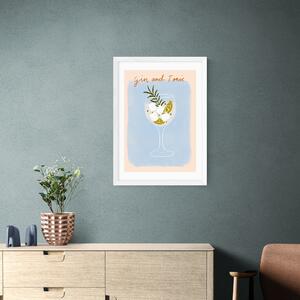 East End Prints Gin And Tonic Print by Emmy Lupin Studio Blue