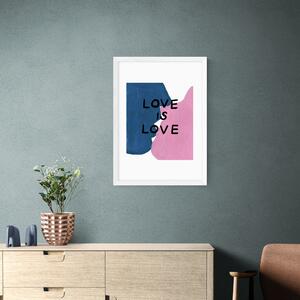 East End Prints Love is Love Kissing Lovers Print by Keren Parmley Pink