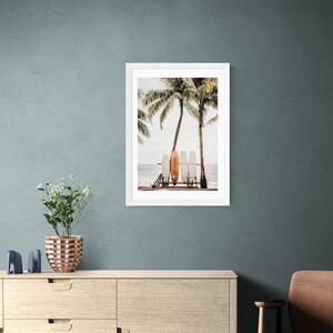 East End Prints Orange Surfboard Print by Sisi and Seb MultiColoured