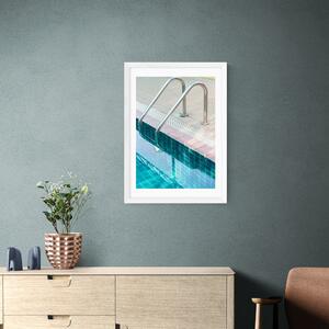 East End Prints Vintage Swimming Pool Print by Honey Island Studio Blue
