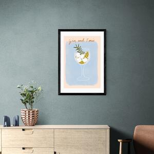 East End Prints Gin And Tonic Print by Emmy Lupin Studio Blue