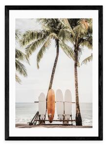 East End Prints Orange Surfboard Print by Sisi and Seb MultiColoured